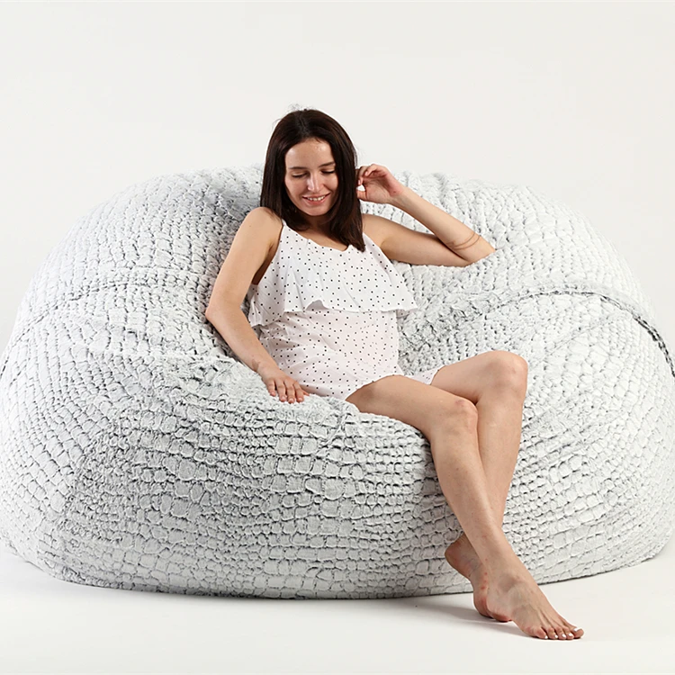 2021 Family game style oversize plush faux fur foam sofa sack indoor chair sofa set furniture living room foam stuffed lounger