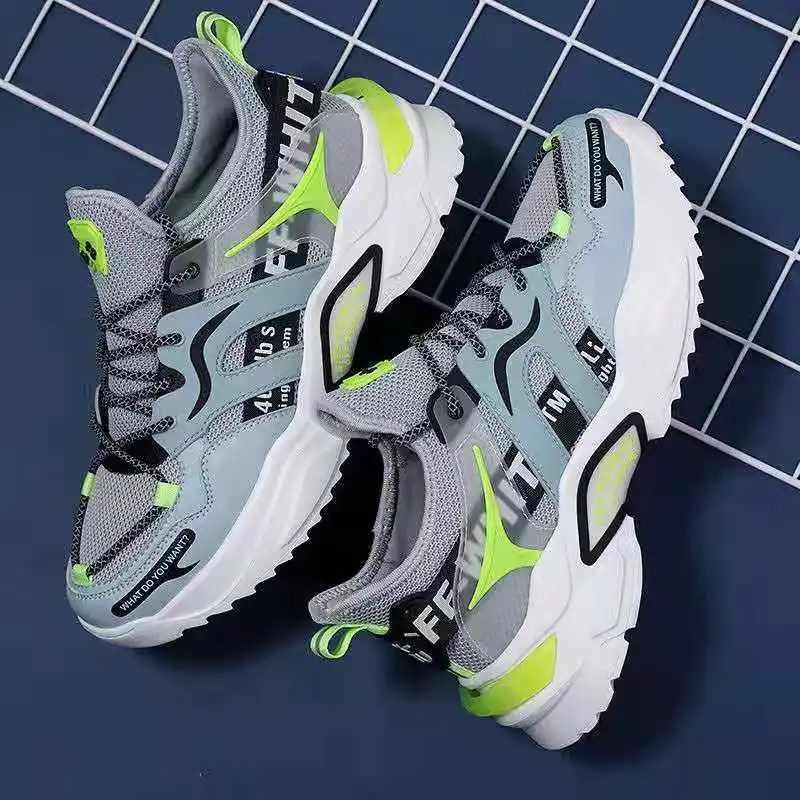 New design fashion luminous lace up male running chaussures sneakers walking style sports shoes men chaussures pour hommes