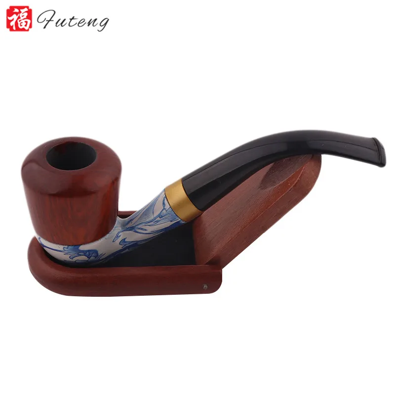 Yiwu Futeng Blue and White Porcelain Smoking Pipe Ceramics and Resin Pipes for Smoking Custom LogoTobacco Pipe