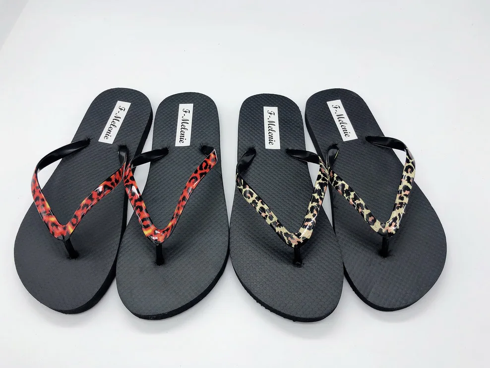 2024hot sell summer film leopard upper slipper for lady women  rubber beach  flip flops for outdoor