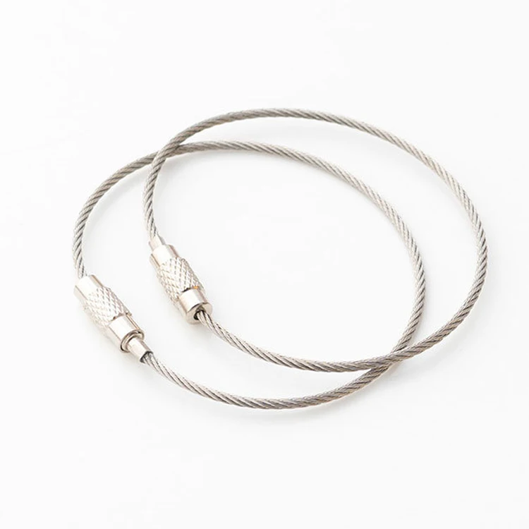 New 1.5mm Colorful Stainless Steel Wire Ring Keychains Aircraft Cable Key Ring Loops For Hanging Luggage Tags Twist