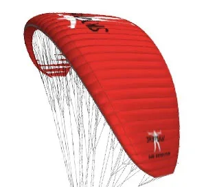 The orange remote-controlled sports aircraft paramotor can be used by two people.