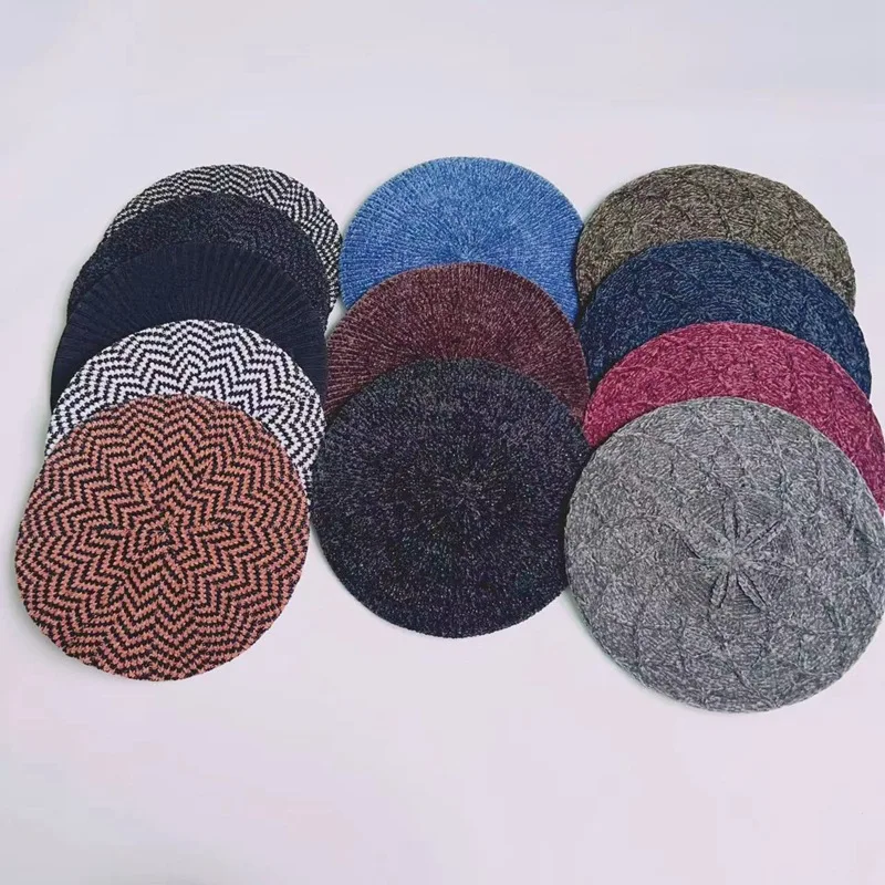 New autumn and winter knit berets hat chenille wool  Beret beanie with adjustable rope