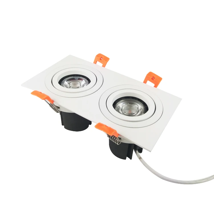 Foshan Adjustable Rectangle Aluminium Recessed Spot Downlight Double Head LED Housing for GU10 MR16 Light