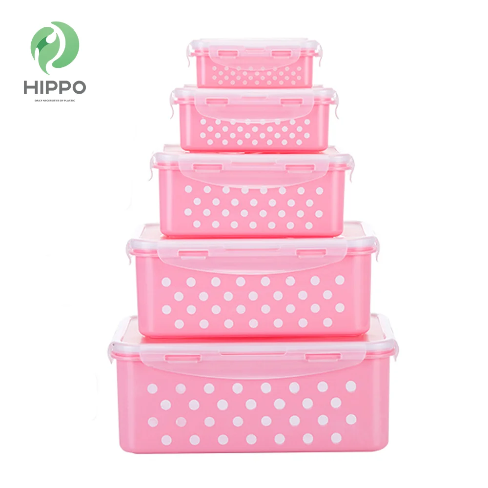 5 pcs different size customized rectangle plastic food container