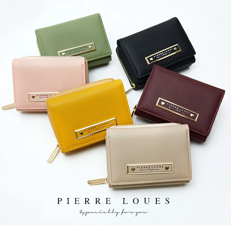 Pierre Loues Female  Fashion Short Coin-Pocket Zipper PU Leather Clutch Wallet