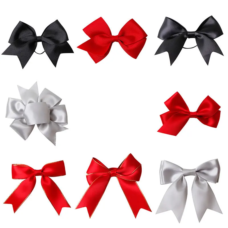 Custom Color Satin Ribbon Wine Bottle Bow Tie Perfume Ribbon Bow With Elastic Band for Gift Wrapping