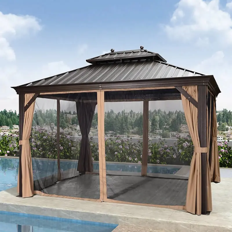 Modern Aluminum Pergola Gazebo Sunshade Canopy 3x4 Pavilion Design  Durable  Alloy Arbours