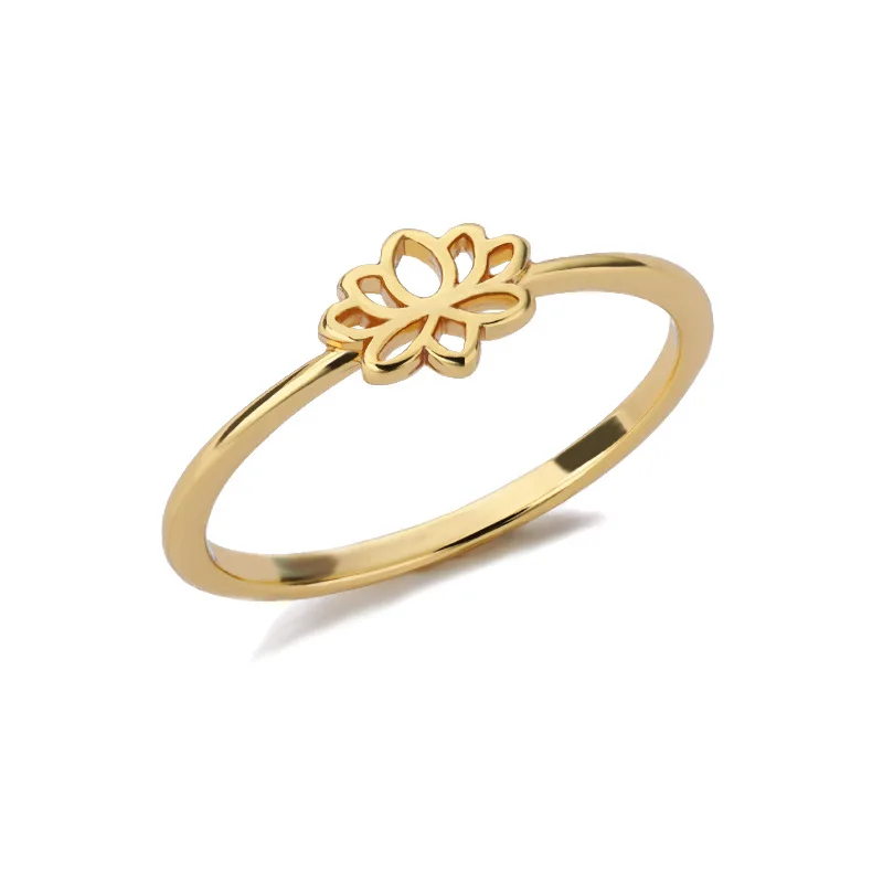 
Fashion Retro Lotus Women Buddha Ring Flower Jewelry Stackable Finger Ring Wholesale Factory Lot 