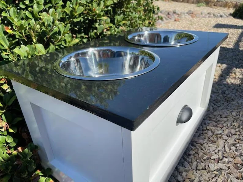 202407 New Age Pet   2 Bowl Dog Feeding Station Raised Elevated Dog Feeder Dog Feeding Station with Drawer