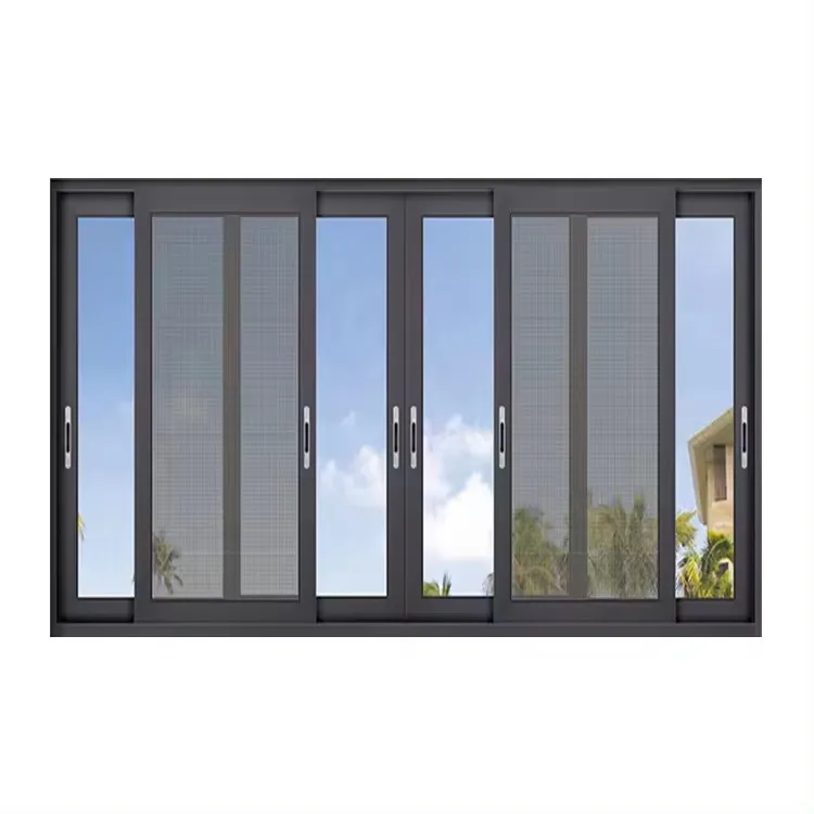 Modern custom soundproof house slide window heat & cold insulation double glazed aluminum sliding glass doors and windows