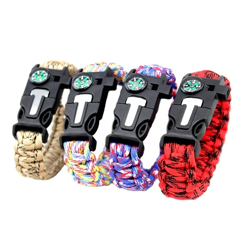 
color outdoor military cord hand woven bracelet umbrella rope wrist strap custom 