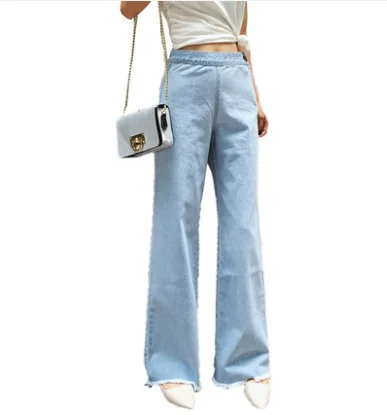 Guangzhou wholesale fashion high waist new design wide leg denim jeans women casual loose pants/colombian jeans for womens