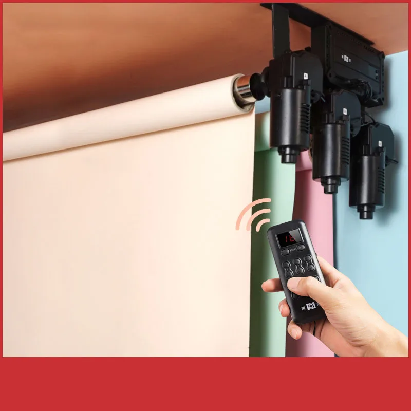 Yiscaxia Electric Background Shaft Remote Control Photo Green Screen Roll Up Paper Backdrop All Mount Background Roller System