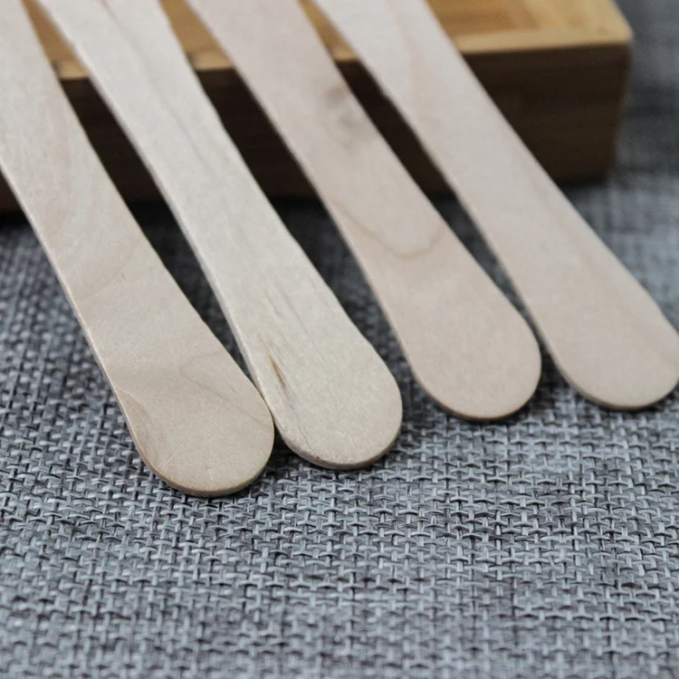 Factory Direct Disposable Birch Wooden Ice Cream Spoon 93mm birch wood ice cream spoon hot stamping for ice cream