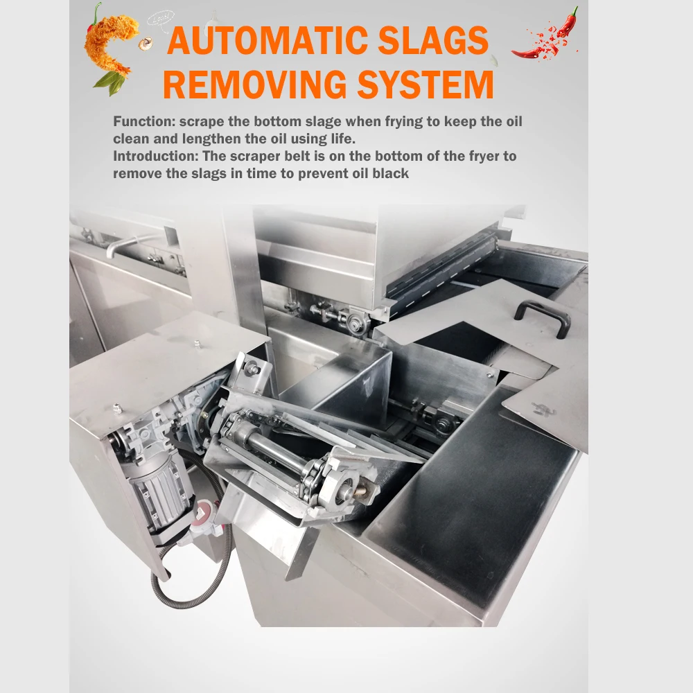 TCA high quality automatic meat floss fried potato plantain chips brosted chicken deep frying machine