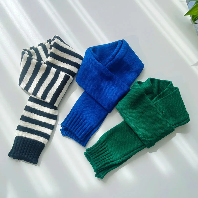 Оптовая продажа 2022 осенний однотонный вязаный теплый детский шарф для