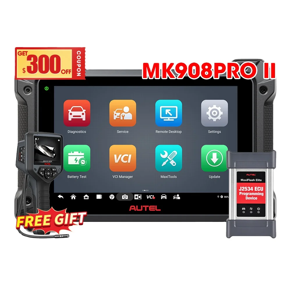 Autel MaxiSys Pro MK908P ll Elite 908 J2534 Online OBD2 Programming Diagnostic Scanner Cars 1-Year Warranty 12V Voltage Analyzer