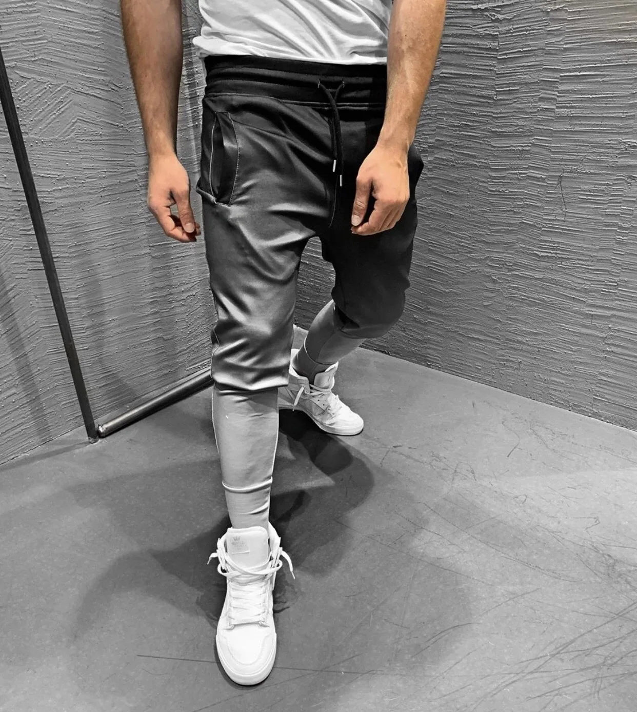 QC New streetwear male hip hop cargo trousers sports basketball harem pant gradient cargo pants for men