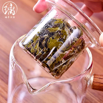 simple travel glass tea set with tea cups elegant teapot Wood side glass teapot