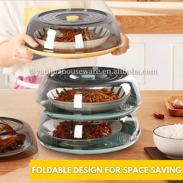 Kitchen Stackable Cooking Food Meal Prep Plastic Dish Cover Dining Table Protect Vegetable Bread Round Plate Cover