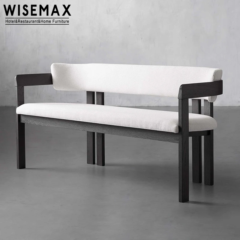 WISEMAX FURNITURE Nordic Style Solid Wood Dining Chairs Restaurant Teddy Fabric Wooden Dining Chair for Dining Room