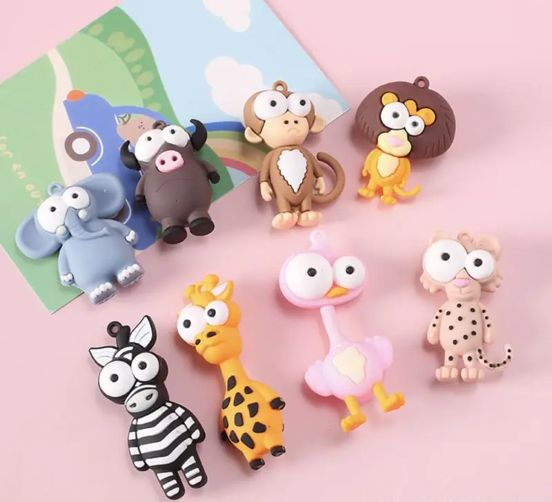 HOT SELL Keychain for Girls Kids Children Big Eyes Animals Cute Cartoon Pendant 3d Anime Keychain PVC Rubber Keychain