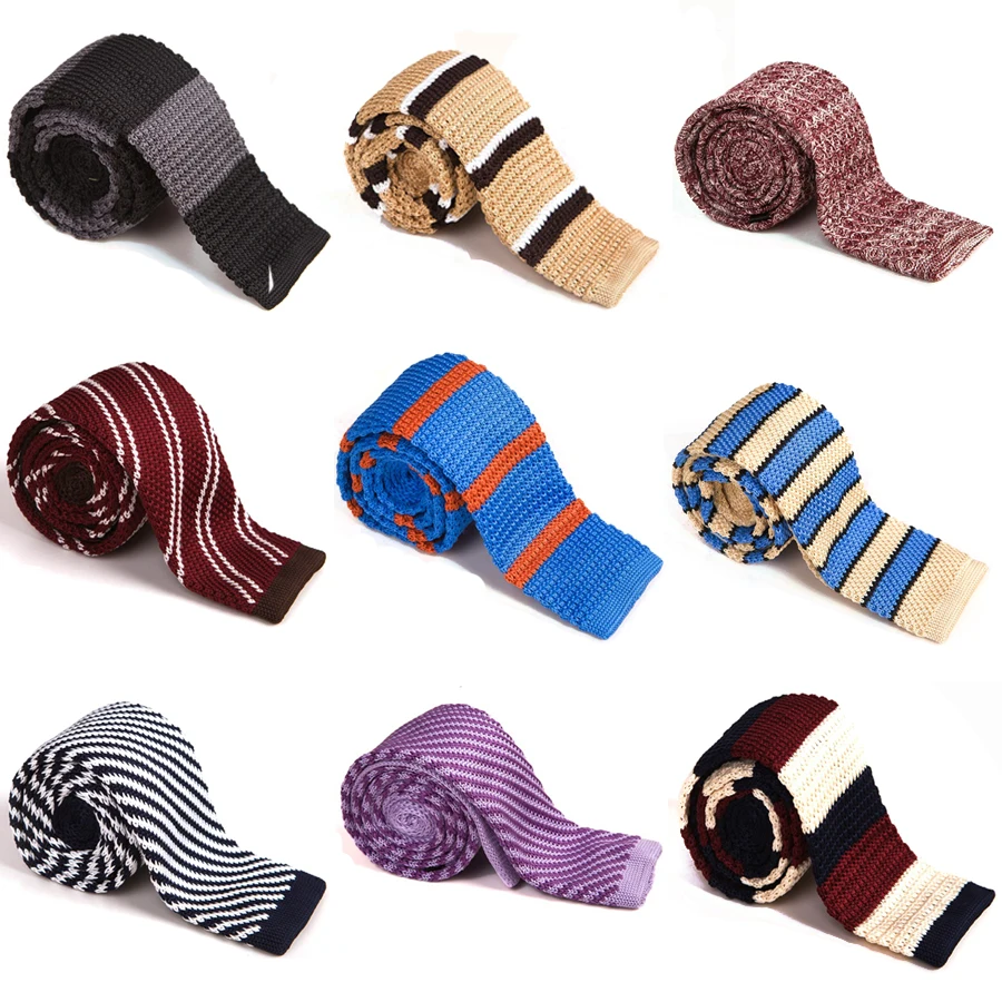 5.5cm Mens Fashion Ties Plaid Pattern Skinny Knitted Neckties Wedding Evening Party Gravata Slim Tie