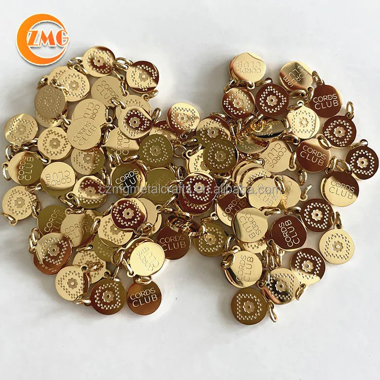 Wholesale high quality custom 18k gold stainless steel engraved small metal circle charm tags for necklace