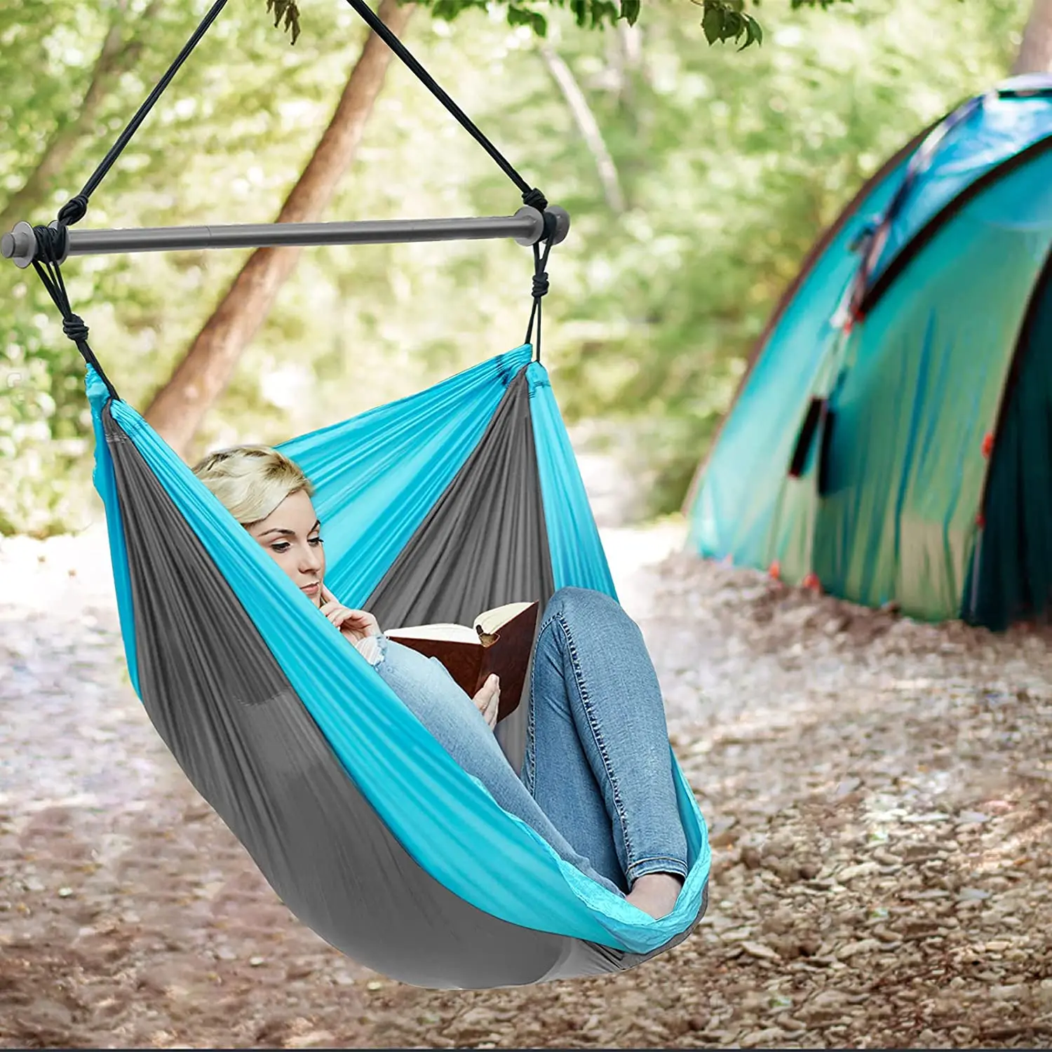 Woqi Outdoor Garden Hammock Adults Kids Hanging Basket Chair Hanging Rocking Swing Hammock Chair