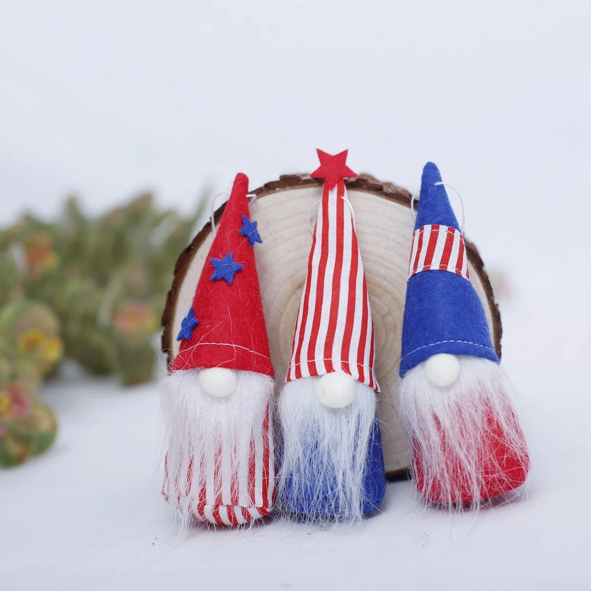 4th of July Gnome Independence Day Hanging Ornaments, Patriotic Gnomes Decorations Handmade Plush Veterana Day Gift Elf