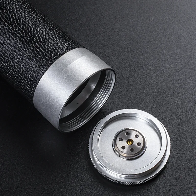 Portable Travel Leather Alloy Metal Cigar Humidor With Cigar Hygrometer Humidifier Cigar Tube