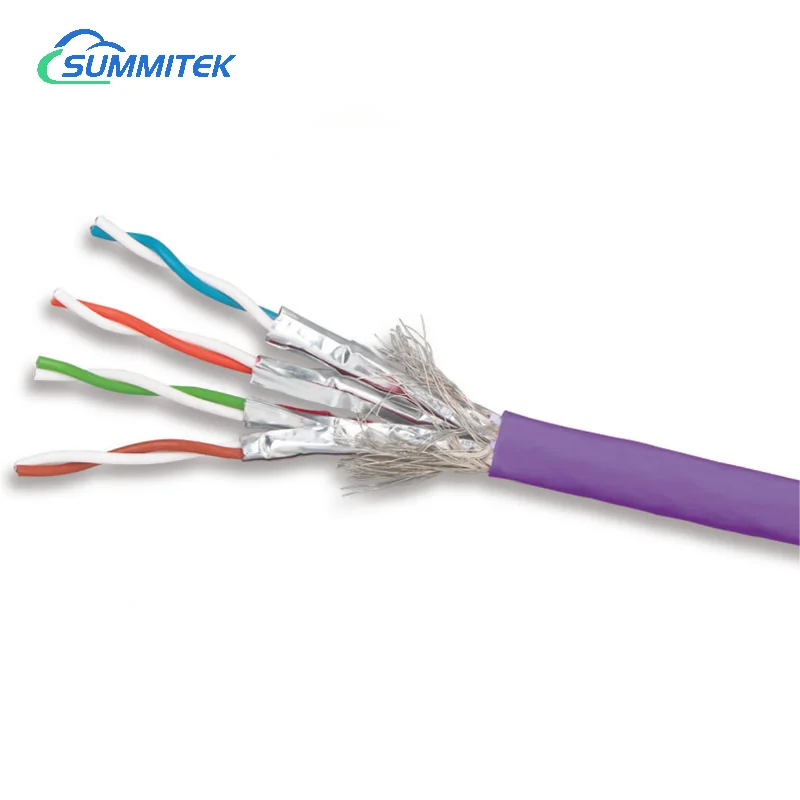 Indoor S/FTP SFTP CAT7 Lan Cable 23AWG 0.57mm Solid Copper OEM Category7 Double Shielded PVC CM CMR 4p twist pair 305m 1000ft
