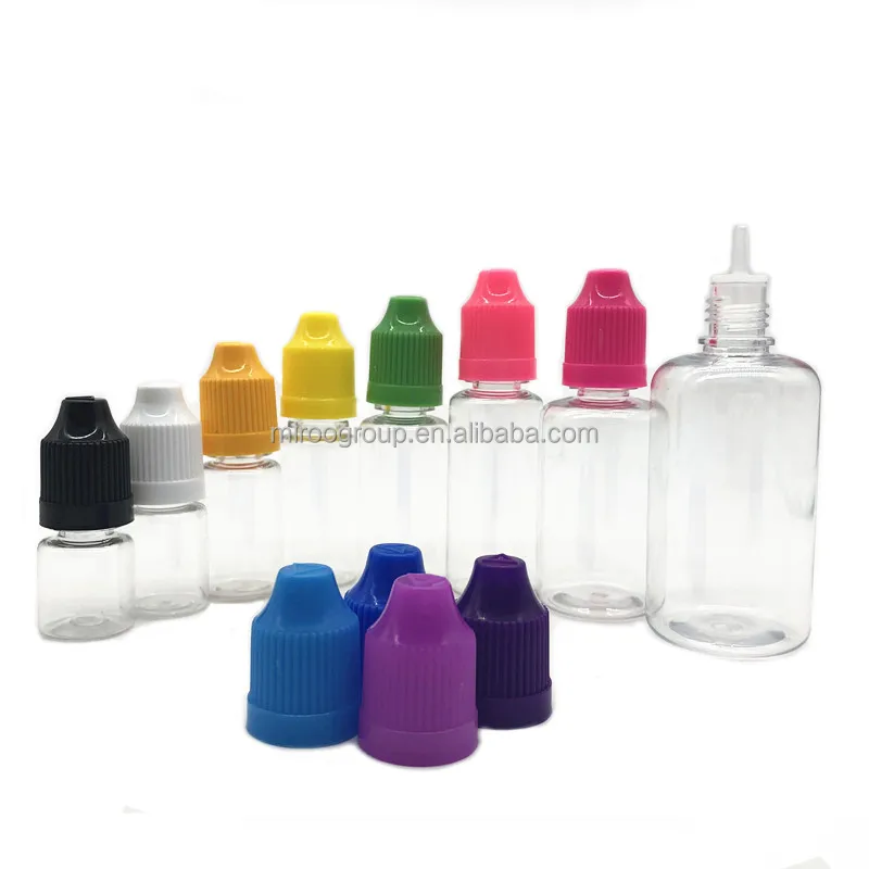 Custom Chemical Test Sample Dropper Bottles 5ml 10ml 15ml 20ml 30ml clear Plastic Round Refillable Eye Dropper Bottles