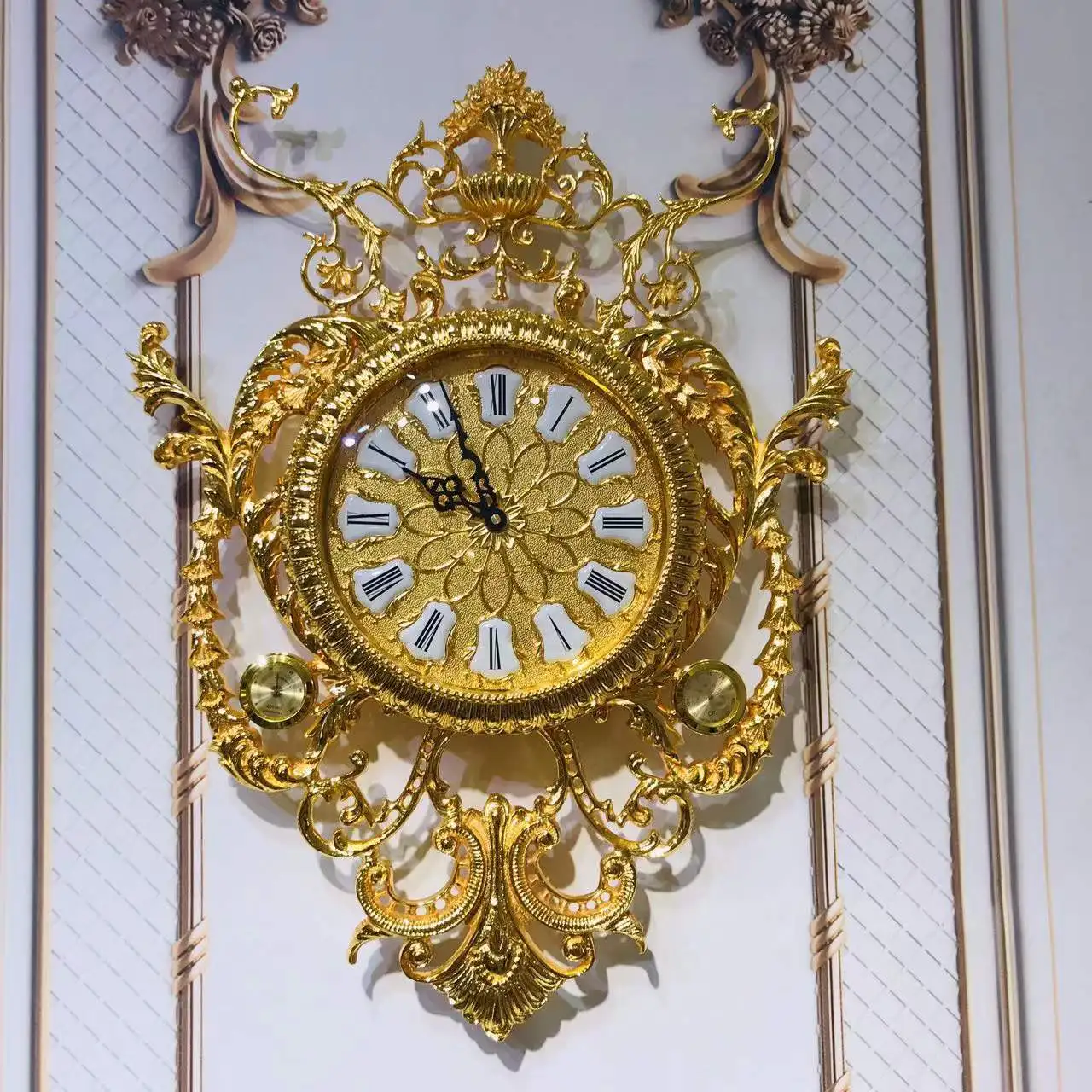 European Design Wall Clock Luxury Decoration Wall Clocks Handmade Golden Antique Style Wall Clock