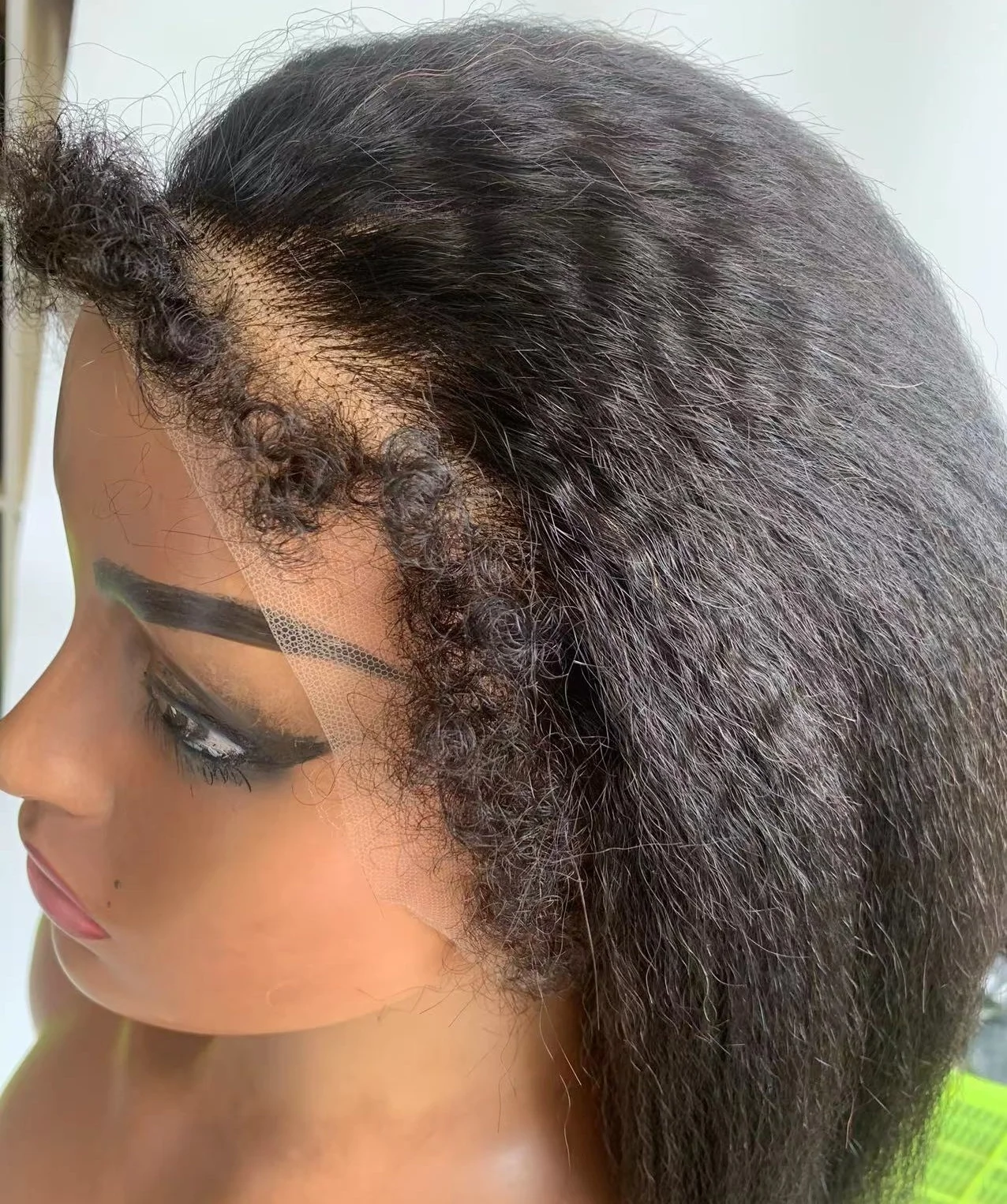 Wholesale 4C Edges Natural Hairline Wig Kinky Straight HD Lace Front Human Hair Wigs With Curly Baby Hair Lace Frontal Wig