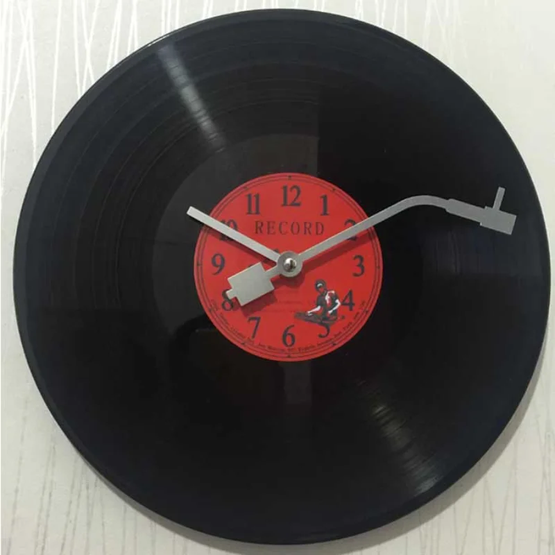 European Retro Nostalgic Ultra-Quiet Vinyl Record Personality Cafe Bar Decorative Wall Clock
