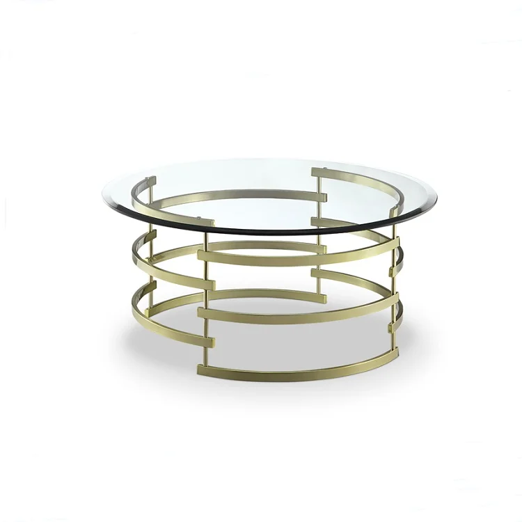 Nordic Light Gold Luxury Minimalist Metal Frame Glass for Home Coffee Sofa Table coffe table with glass