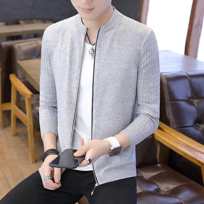 Cardigan Men Cotton Sweater Men Brand Clothing Zipper Fashion Winter Jacket Striped  Personality  sweater