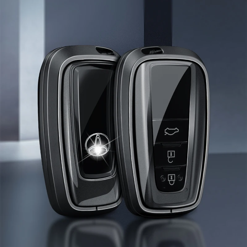 New Metal Leather Car Logo Key Cover For Toyota RAV4 Corolla Hilux Fortuner Land Cruiser 200 Camry Sienna Previa Accessories