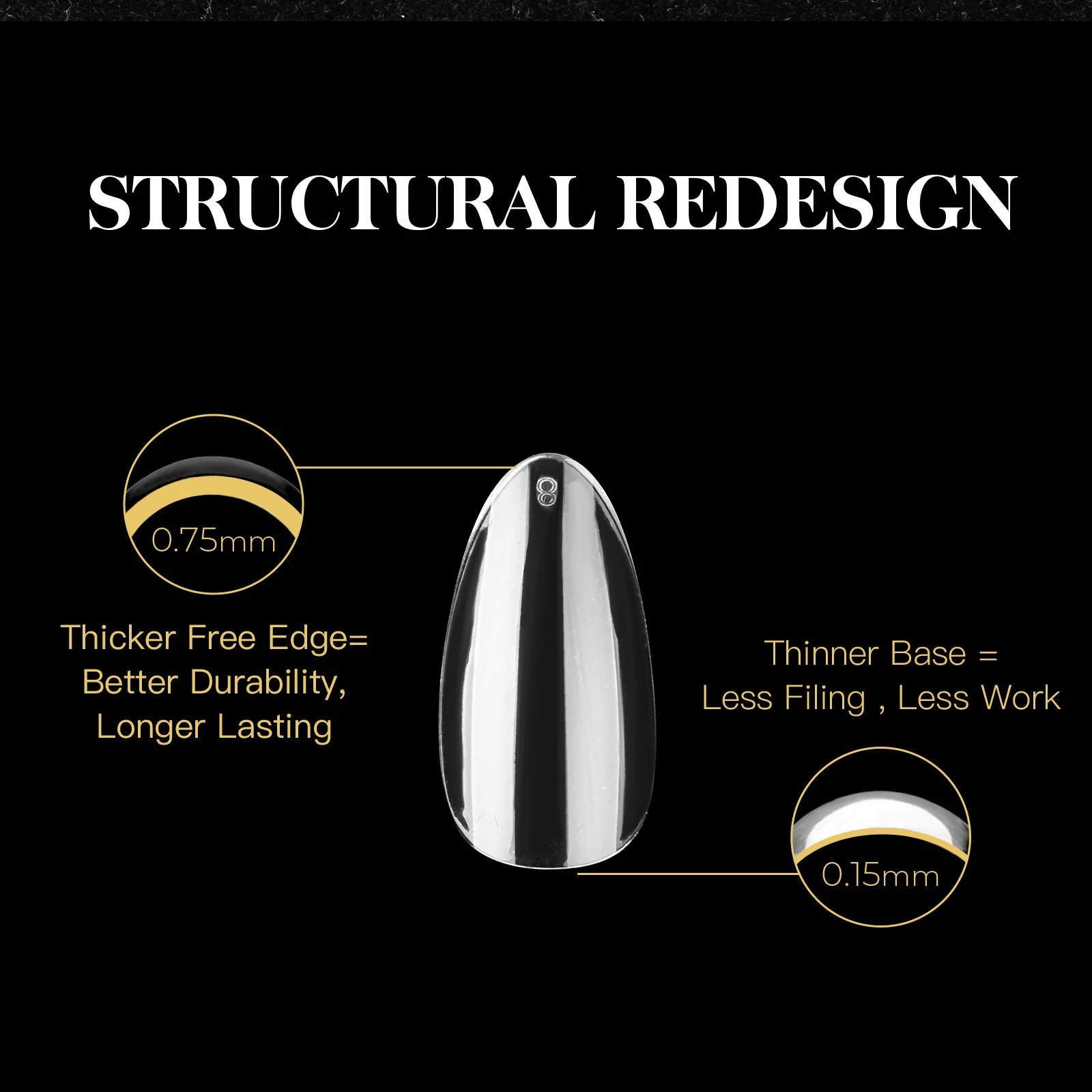 Factory Custom 14 Sizes Personalized Reasonable Price Nail Tips Almond Short Full Cover Nail Tips Clear 168pcs/box