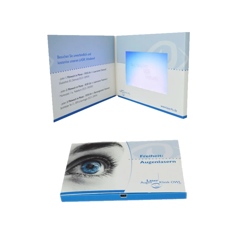 Low Moq Custom Digital Greeting 7 Inch TFT Screen LCD Book Video Brochure Card Mailer