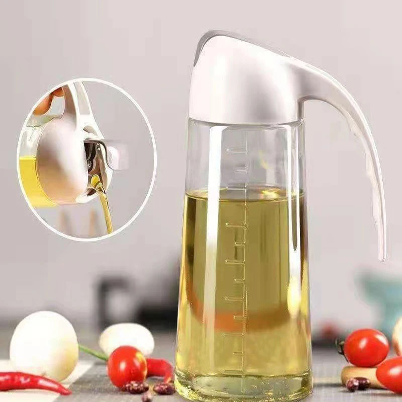 Kitchen Cooking Seasoning Bottle Oil Sauce Vinegar Glass Leakproof Condiment Container Auto Flip Olive Oil Dispenser Bottle