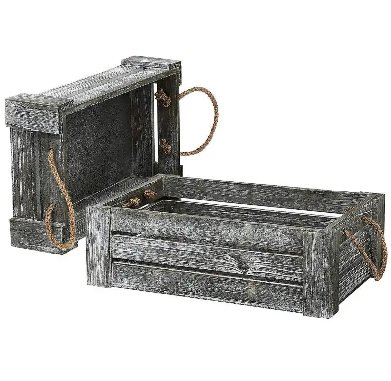 Wholesale Vintage Farmhouse Decor Handmade Rustic Cheap Wooden Storage Vegetable Fruit Crates For Sale