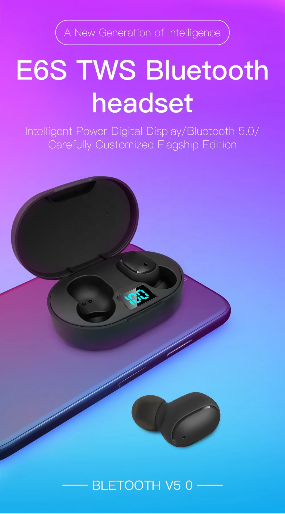 
TWS E6S BT5.0 Wireless Earbud Earbuds 