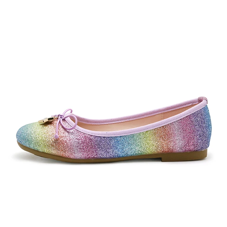 
Sweet Rainbow Children Pink Browknot Flat Ballerina Dress Shoes for Girls 