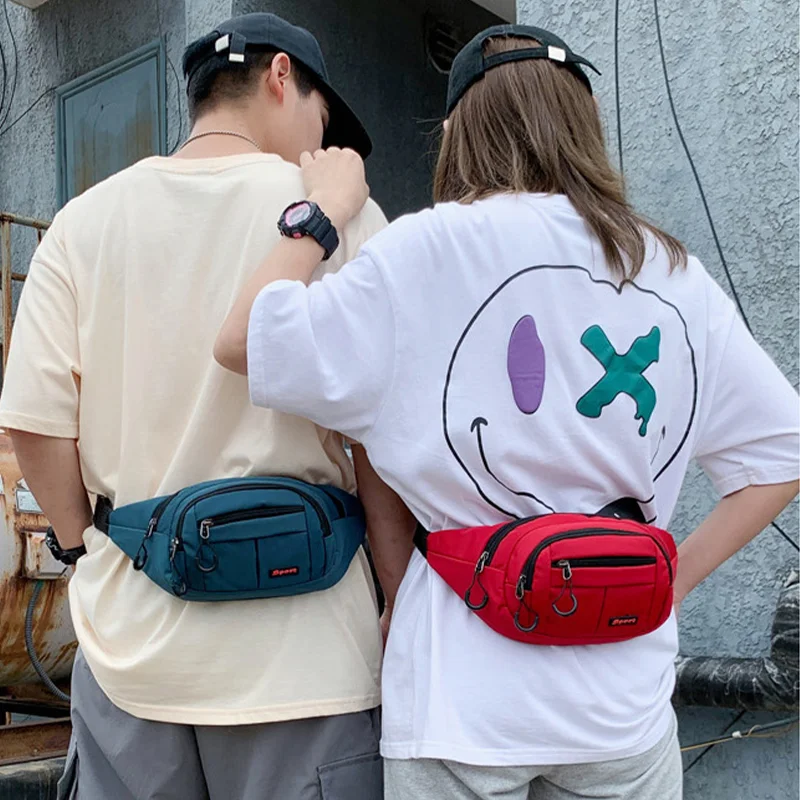 Custom logo Wholesale Fashion Adjustable Belt Travel Sport Unisex Canvas Fanny Pack Waist Bag