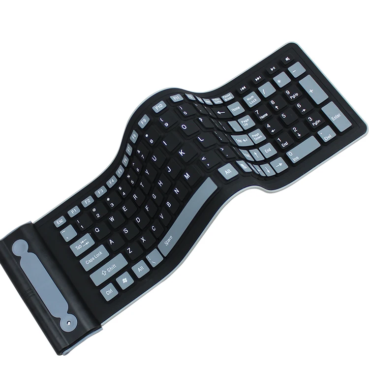 
folding keyboard 107B 2.4 silicone full size wireless portable folding keyboard for tablet pc mobile phone laptop 