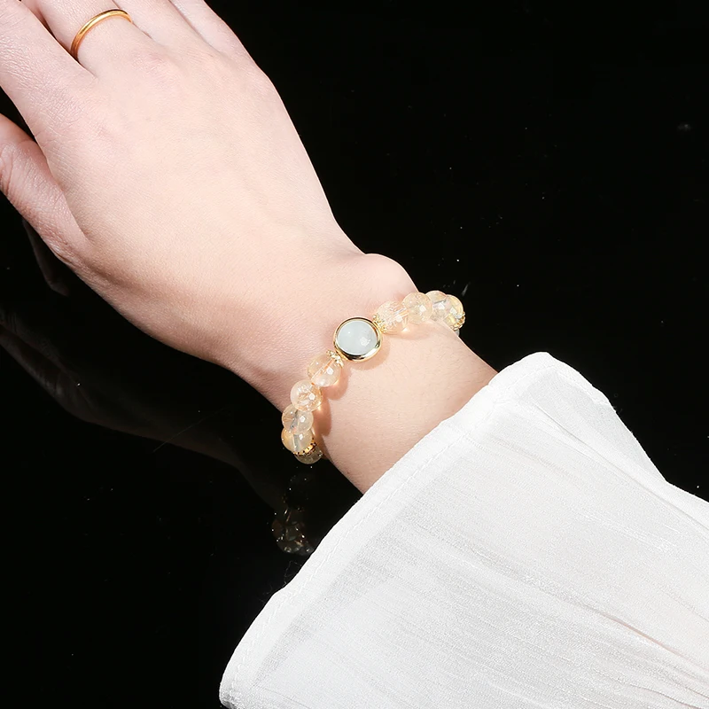 JD GEMS Wholesale 3A Natural Citrine Aquamarine Lucky Beaded Bracelet Fashion Jewelry
