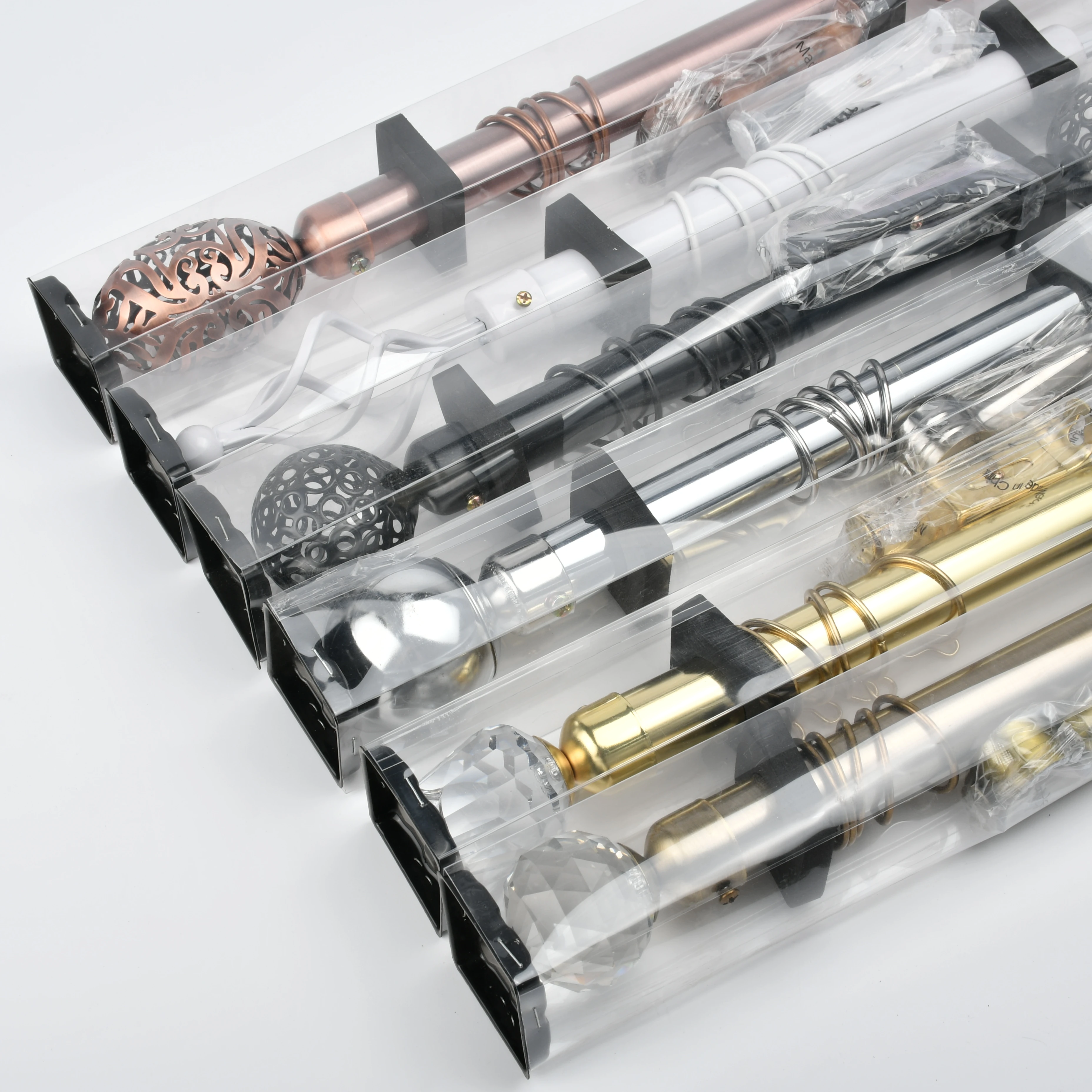 China Manufacturer Metal curtain pole accessories black extendable traverse curtain rods Decor Burnish Double Curtain Rods